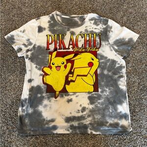 Pikachu Kids Tie-Dye T-Shirt - Black and White